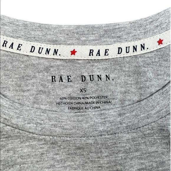 RAE DUNN Heather Gray Graphic Short Sleeve Tee XS - Picture 3 of 4